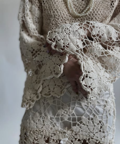 【RE;CIRCLE】 RE Crochet Lace Shirt Tops / 220427-014