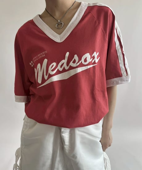 【USED】 Made in USA V-Neck Medsox Ringer T-Shirt /250503-003