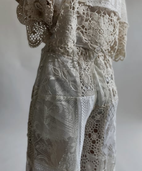 【RE;CIRCLE】 RE Crochet Lace Patchwork Pants / 220427-022
