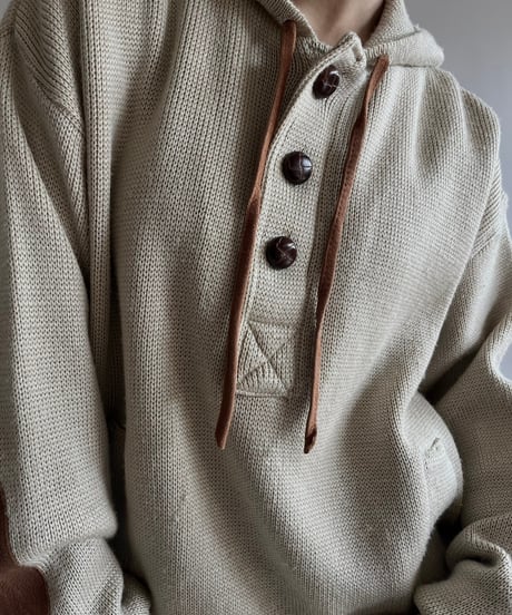 【USED】 Hooded Knit Pullover Top/250118-005