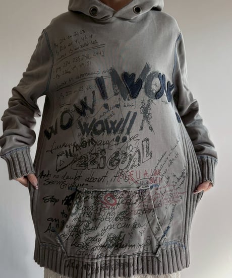 【USED】 Desigual Rib Knit Docking Hoodie /251108-024