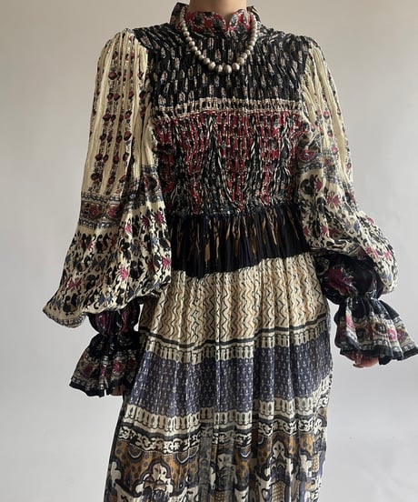 【RE;CIRCLE】 RE Indian Cotton Balloon Sleeved One-piece / 240912-002
