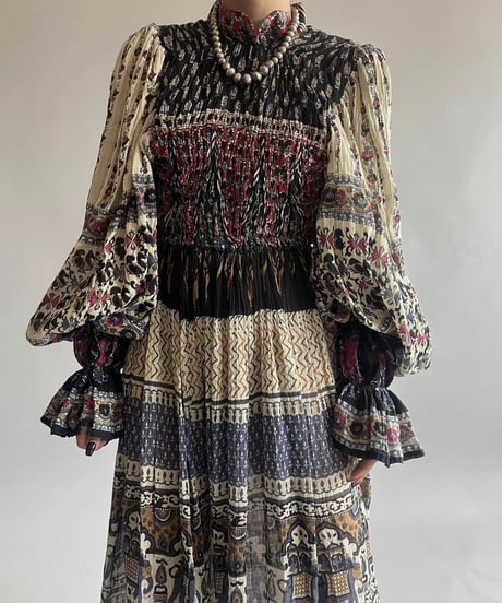 【RE;CIRCLE】 RE Indian Cotton Balloon Sleeved One-piece / 240912-002