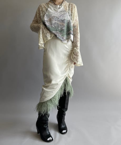 【USED】 Design Fur Long Skirt/ 241006-024
