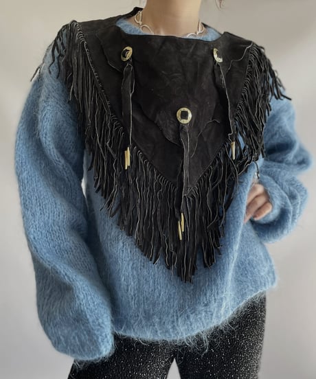 【USED】 Real Leather Fringe Top / 231112-017