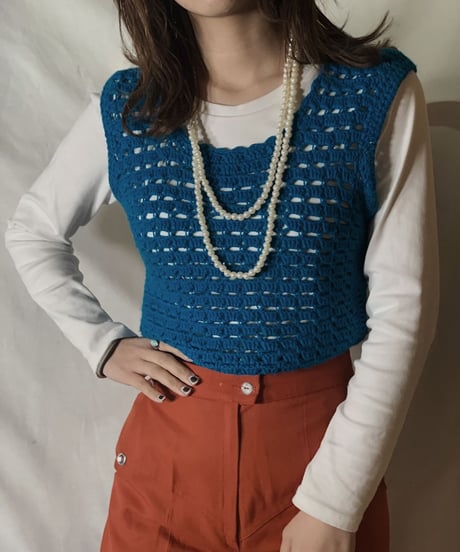 【USED】  N/S Crocket Knit Top②/210303-026
