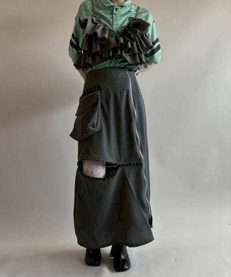 【RE;CIRCLE】 RE Suit Asymmetry Long Skirt/ 250717-003