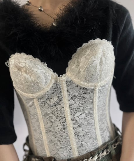 【USED】 Lace Patterned Corset Top /250104-046