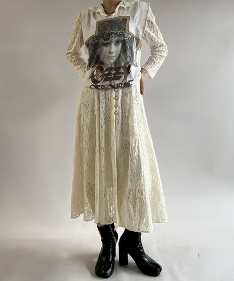 【USED】 Lace Pattern Long One-Piece /250621-024