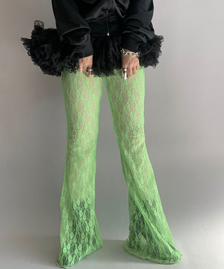 【USED】 Lace Patterned Sheer Flare Pants / 241116-023