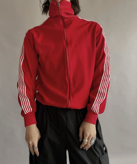【USED】 Poly Zip-up Line Top Red / 230128-005