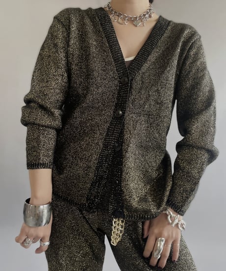 【USED】 Made in USA Lame Knit Cardigan Top  /240414-016