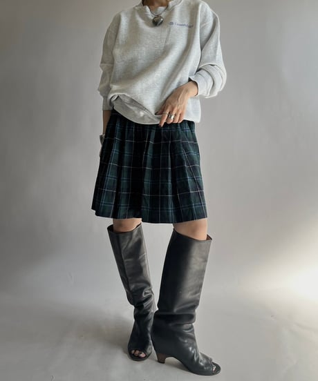 【USED】 Check Patterned Wool Pleats Skirt / 241019-031