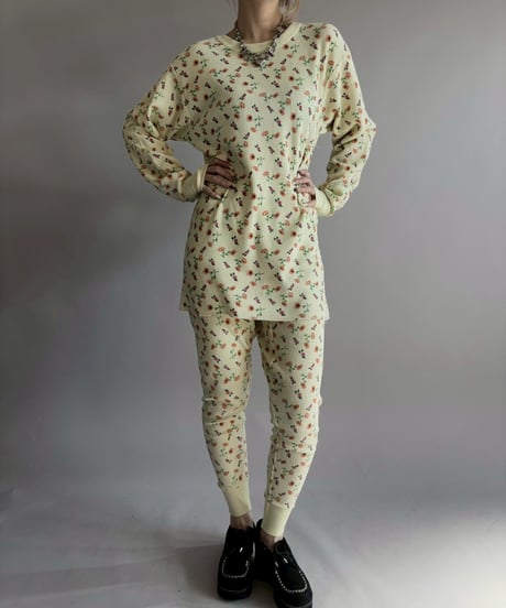【USED】 Flower Pattern Waffle Pants/ 260214-013
