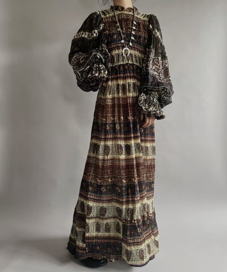 【RE;CIRCLE】 RE Indian Cotton Balloon Sleeved One-piece / 220901-004