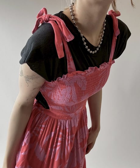 【USED】 Flower Pattern Camisole Long One-Piece  / 250628-010