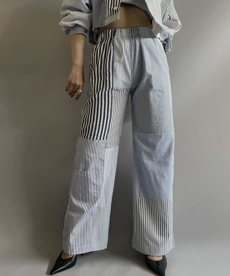 【RE;CIRCLE】 RE Patchwork Strip Pants / 240718-008