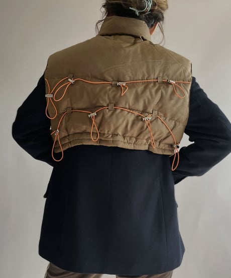 【RE;CIRCLE】 RE Draw Code Down Vest Brown×Orange / 221215-010