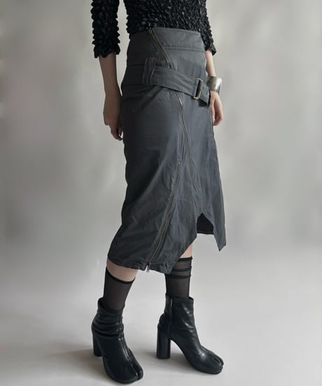 【USED】 Belt Design Zip-Up Skirt / 250906-004