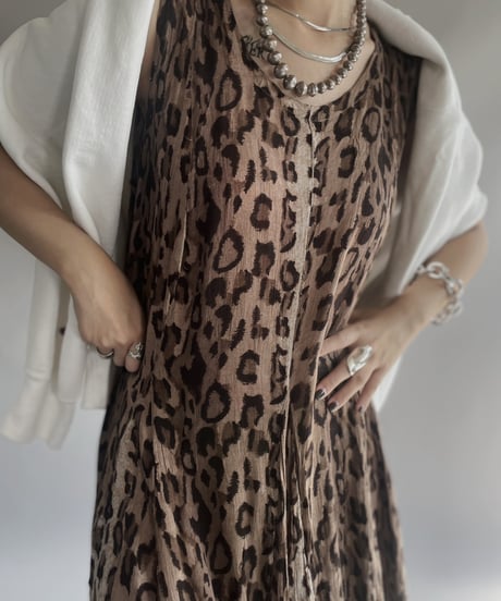 【USED】 Dead Stock 100% Rayon Leopard Patterned One-Piece/ 2301118-031