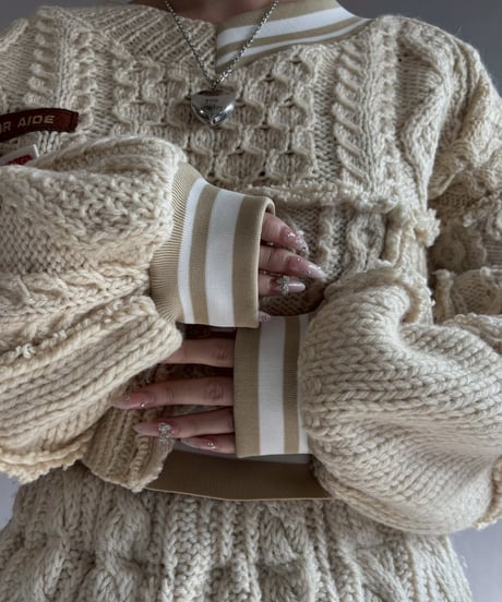 【RE;CIRCLE】 RE Aran Knit Wappen Patchwork Pullover Top / 251218-001