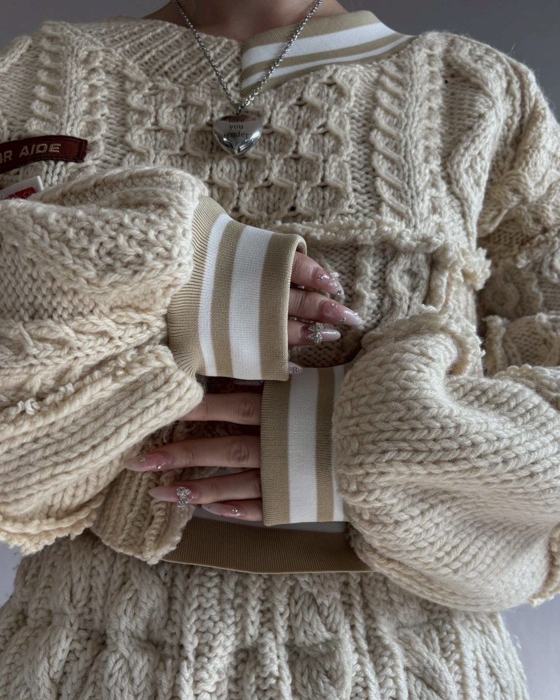 RE;CIRCLE】 RE Aran Knit Wappen Patchwork Pullo