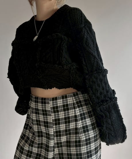 【RE;CIRCLE】 RE Aran Knit Patchwork Pullover Top / 251218-007