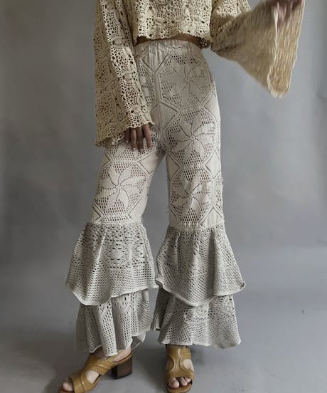 【RE;CIRCLE】 RE Crochet Tiered Pants / 230504-015