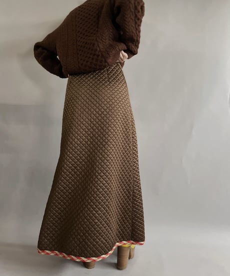 【USED】 Vanity Fair Zipped Quilting Long Skirt / 221210-023