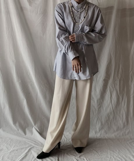 【RE;CIRCLE】 RE Stripe Band Collar Shirt②/210414-028