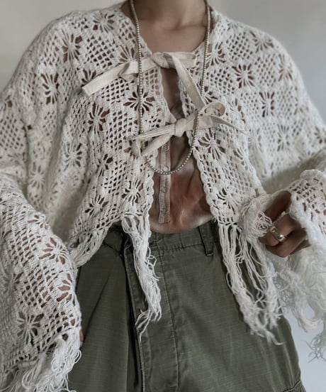 【RE;CIRCLE】 RE Crochet Lace Flare Sleeves Bolero / 220526-044