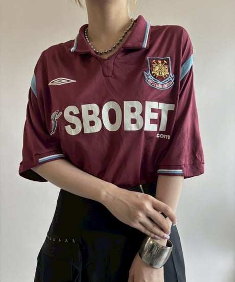 【USED】 09~10's UMBRO West Ham Soccer Shirt / 250717-017