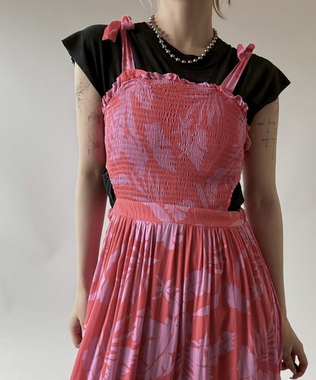 【USED】 Flower Pattern Camisole Long One-Piece  / 250628-010