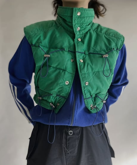 【USED】 Poly Zip-up Line Top Blue / 230128-004