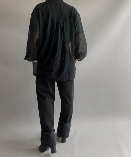 【USED】L/S Puff Sleeve Sheer Top / 230909-015