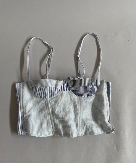 【RE;CIRCLE】 Re Corset Patchwork Stripe Shirt  /  240926-009