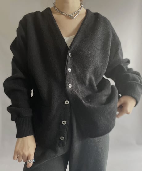 【USED】 Acrylic Knit Cardigan Black / 230211-019