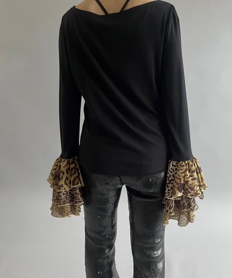 【USED】 Leopard Patterned Sleeve Top/240713-014