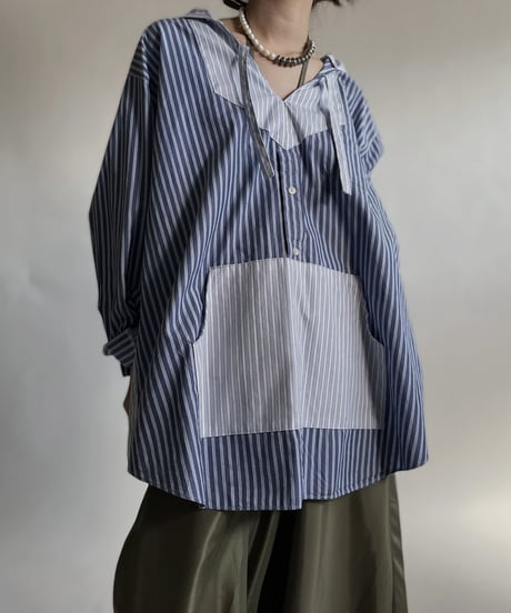 【RE;CIRCLE】 RE Stripe Shirt Mexican Hoodie / 220423-028