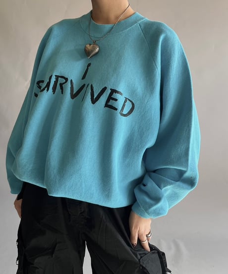 【USED】 Made in USA 90's Fruit of the Loom I SURVIVED Sweat Top  /241207-030