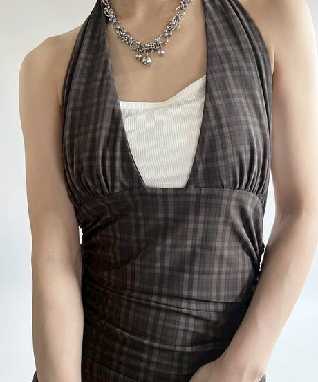 【USED】 Tiger Mist Check Pattern Camisole One-Piece /250419-026