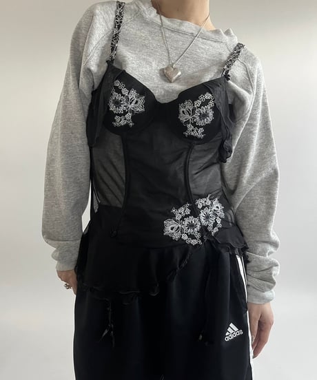 【USED】 Flower Pattern Sheer Camisole Top /250215-016