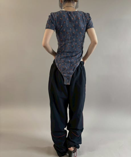 【USED】 S/S Flower Pattern Velour Leotard Top / 260307-012