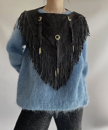 【USED】 Real Leather Fringe Top / 231112-017