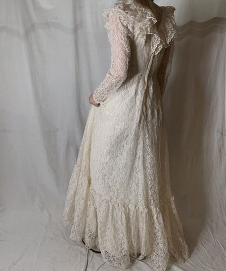 【USED】  USA Flower Patterned Lace Dress③/210429-035