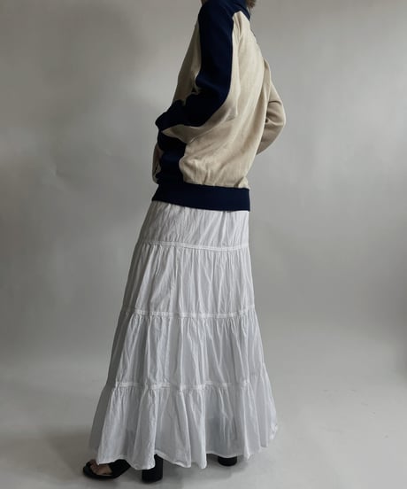 【USED】 White Cotton Long Skirt / 220423-043