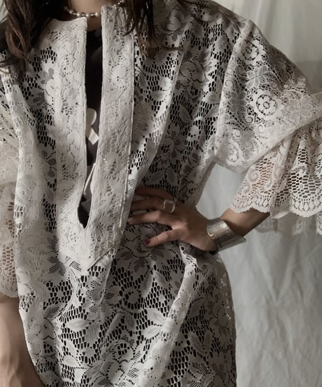 【RE;CIRCLE】 RE Lace Open Collar One-piece②/210630-015
