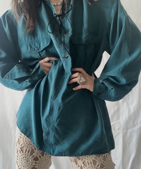 【RE;CIRCLE】 RE Lace Up Silk Pullover Shirt①/210611-011