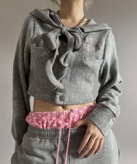 【RE;CIRCLE】 RE Hooded Acrylic Short Cardigan / 260205-006