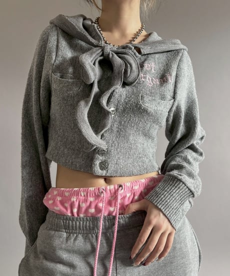 【RE;CIRCLE】 RE Hooded Acrylic Short Cardigan / 260205-006